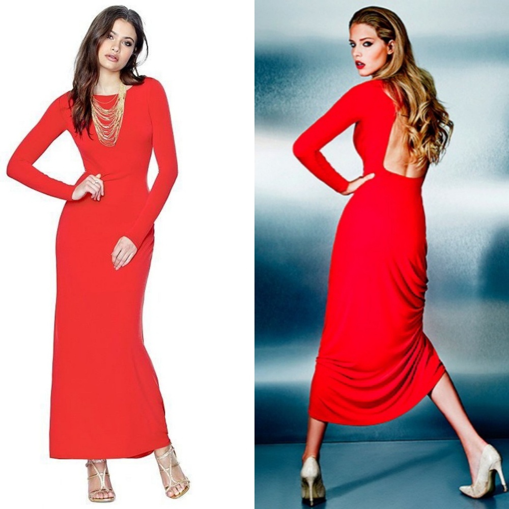 Guess open back maxi dress